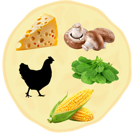 8A. Ser + Pieczarki + Kurczak + Kukurydza + Szpinak