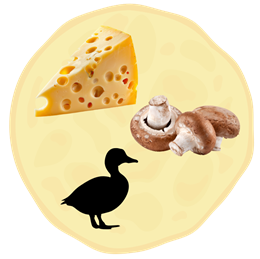 12. Żółty ser + Pieczarki + Kaczka 