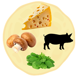 11A. Ser + Pieczarki + Wieprzowina + Szpinak