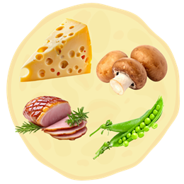 44. Ser + Pieczarki + Szynka  + Groszek