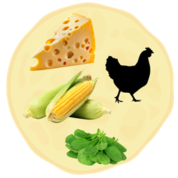  15. Żółty ser + Kurczak + Kukurydza + Szpinak