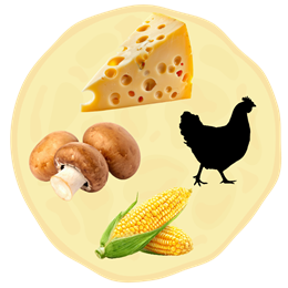 85. Ser + Pieczarki + Kurczak + Kukurydza