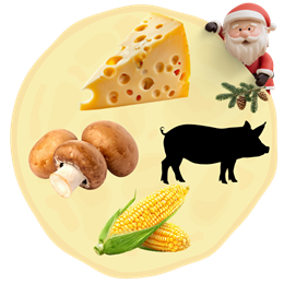 59. Ser + Pieczarki + Szarpana wieprzowina + Kukurydza