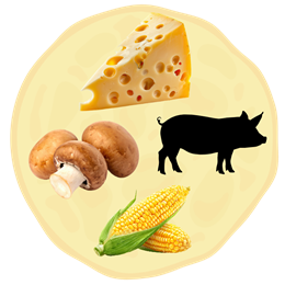 59. Ser + Pieczarki + Wieprzowina + Kukurydza