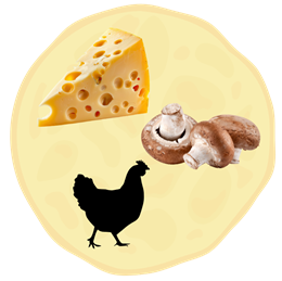  6. Żółty ser + Pieczarki + Kurczak 