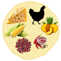 18. Ser + Kurczak + Kukurydza + Ananas + Czerw fasola + Sos Extra HOT  