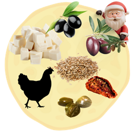 13. Ser FETA + Kurczak + Suszone pomidory + Oliwki + Kapary + Prażony słonecznik 