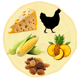 10. Żółty ser + Kurczak + Kukurydza + Ananas + Rodzynki 