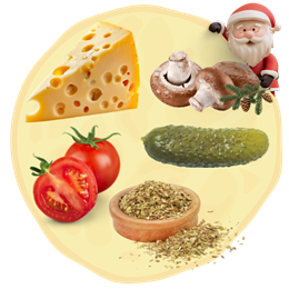 4. Ser + Pieczarki + Kiszony ogórek + Pomidor + Oregano